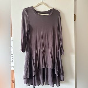 LOGO purple tunic dress with lace detail